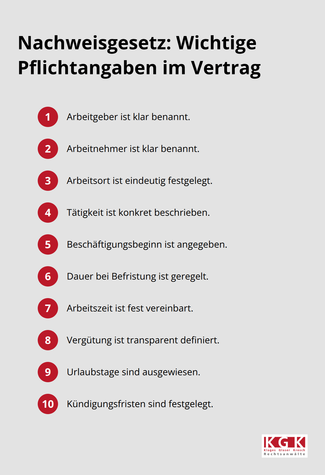 Zehn zentrale Pflichtangaben, die im Arbeitsvertrag stehen müssen - Arbeitsvertrag prüfen Köln