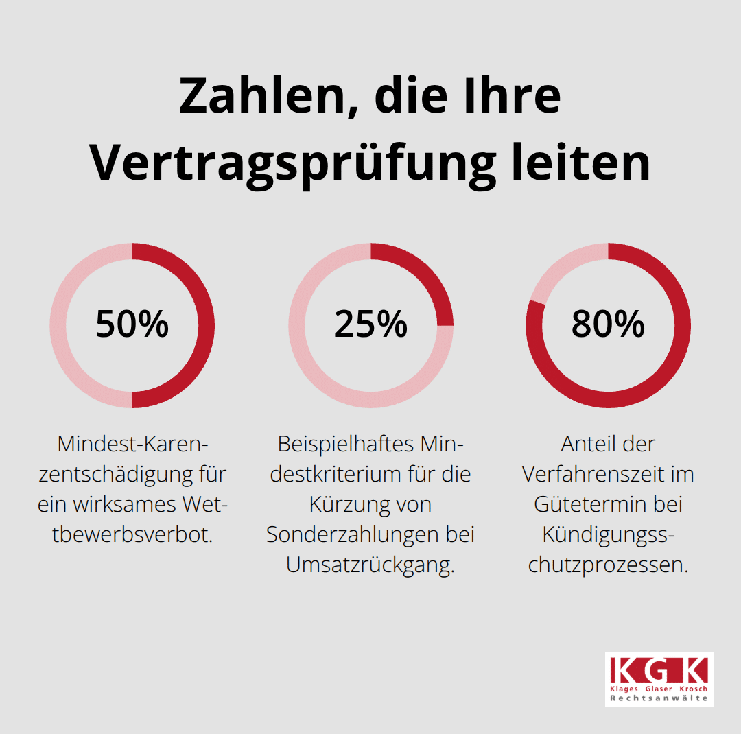 Drei Prozentwerte zu Klauseln und Verfahren im Arbeitsrecht - Arbeitsvertrag prüfen Köln