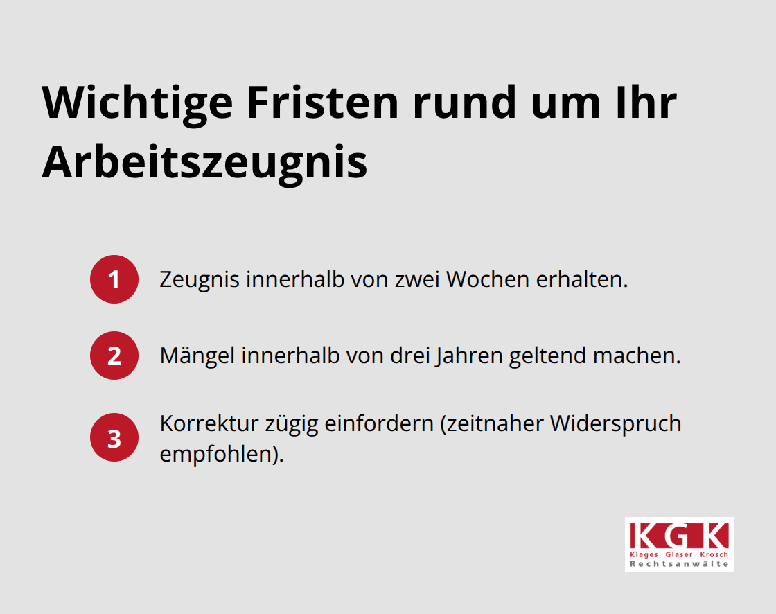 Kompakte Übersicht zentraler Fristen im deutschen Arbeitsrecht zum Arbeitszeugnis - Arbeitszeugnis Korrektur Köln Beratung