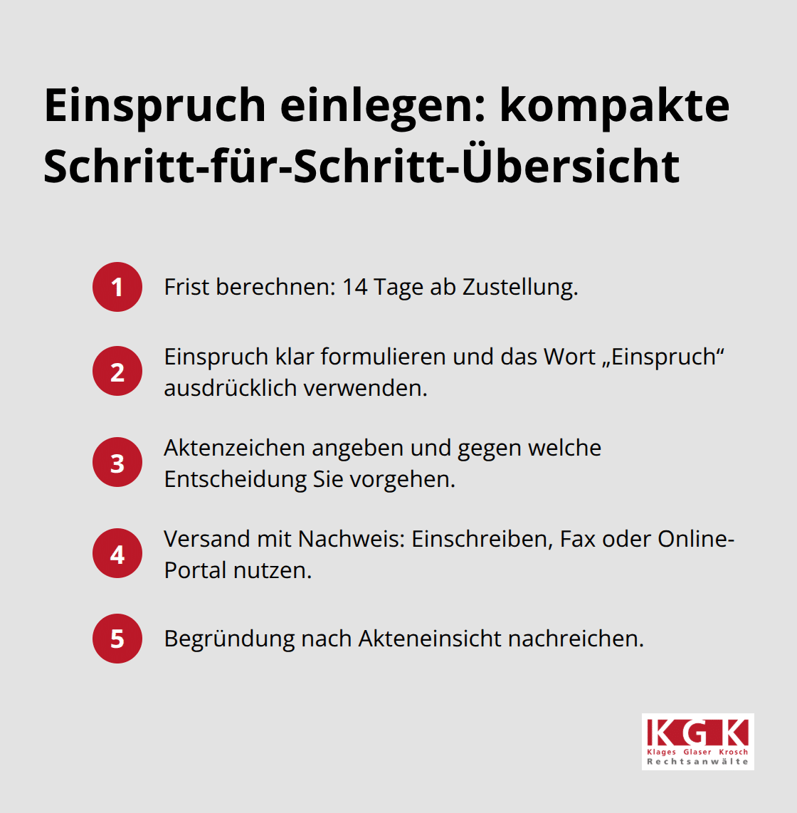 Kompakte Liste mit Schritten für den Einspruch gegen einen Bußgeldbescheid in Köln - Bußgeld Bescheid Einspruch Köln