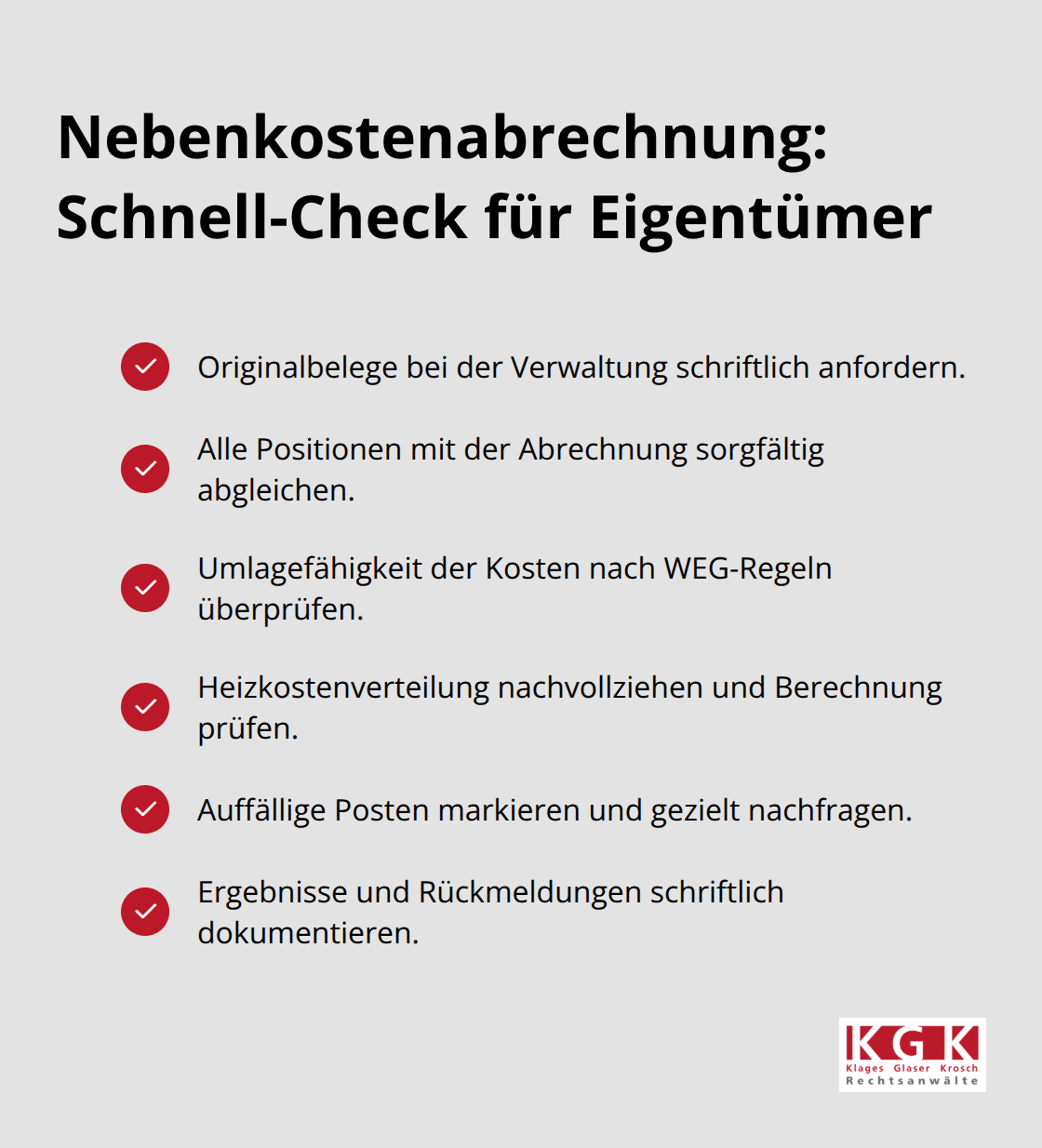 Praktische Prüfschritte für Betriebskostenabrechnungen in der WEG - Eigentümergemeinschaft Konflikte Klärung Köln
