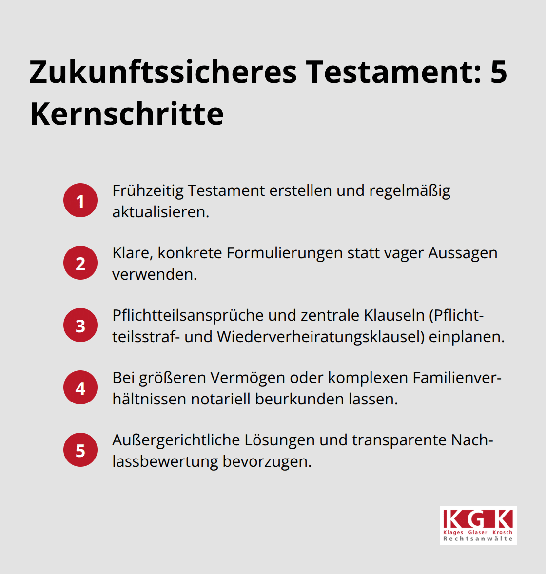 Kompakte Checkliste zur Testamentsgestaltung - Erbrecht Beratung Köln