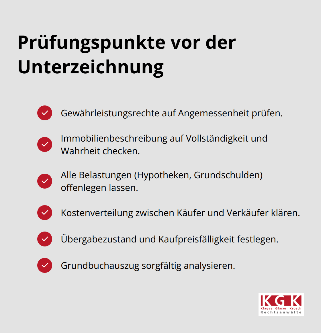 Checkliste zentraler Prüfungspunkte im Immobilienkaufvertrag in Köln - Immobilien Kaufvertrag Prüfung Köln