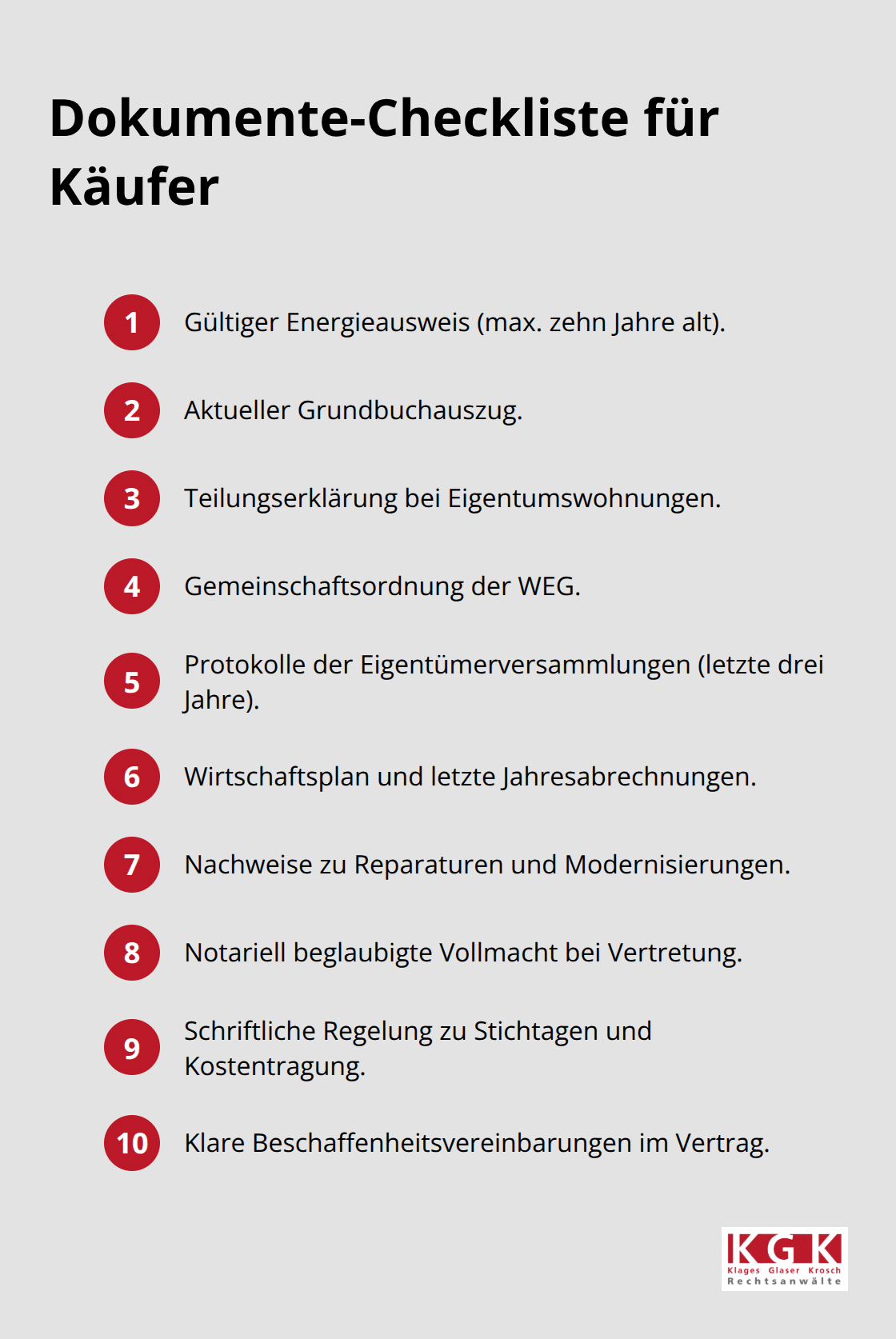 Kompakte Liste zentraler Unterlagen für den Immobilienkauf - Immobilienkaufvertrag Prüfung Köln