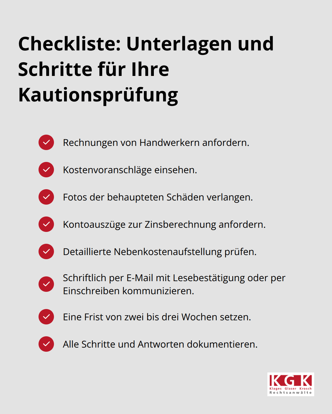 Kompakte Checkliste für Belege, Fristen und Kommunikation - Kautionsrückzahlung Anspruch prüfen