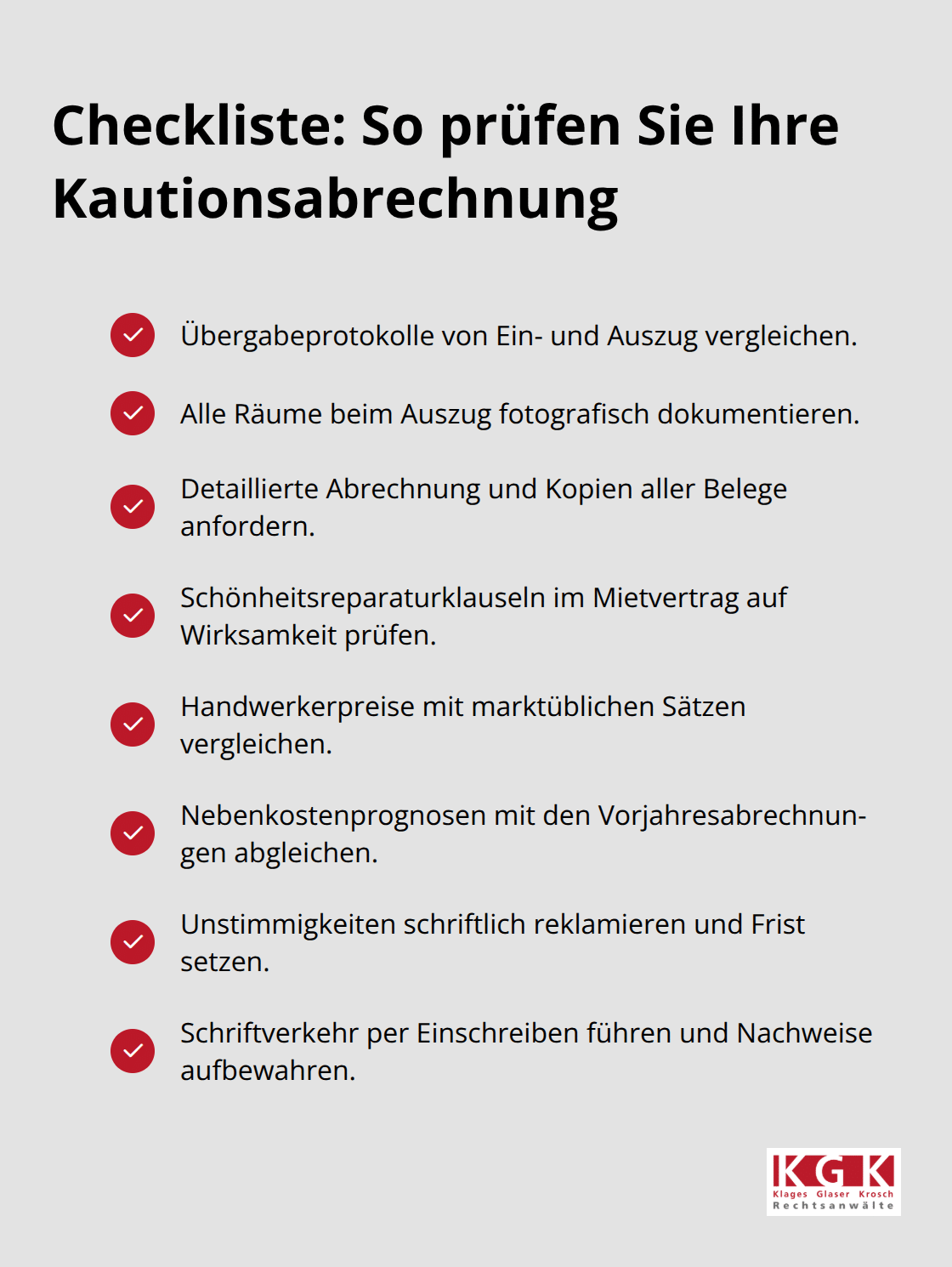 Kompakte Checkliste zur Prüfung der Kautionsabrechnung - Kautionsrückzahlung Prüfen Mieter
