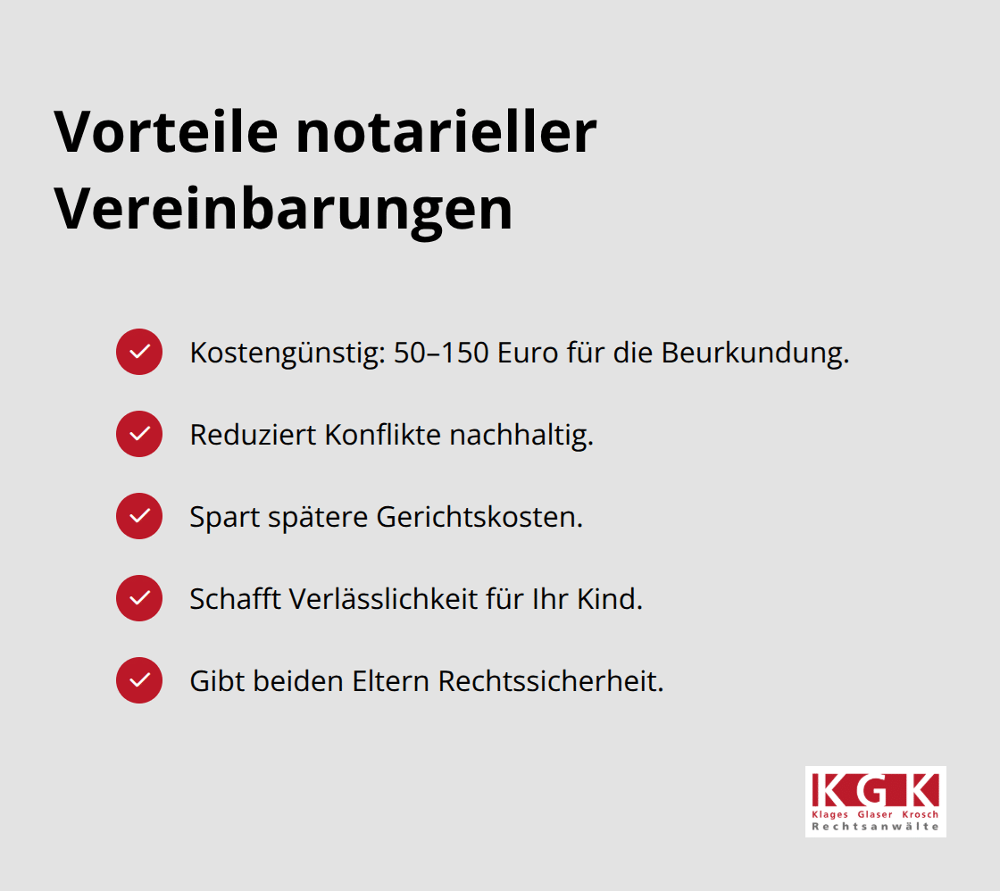 Checkliste der Vorteile notariell beglaubigter Vereinbarungen im Kindschaftsrecht - Kindschaftsrecht Beratung Köln