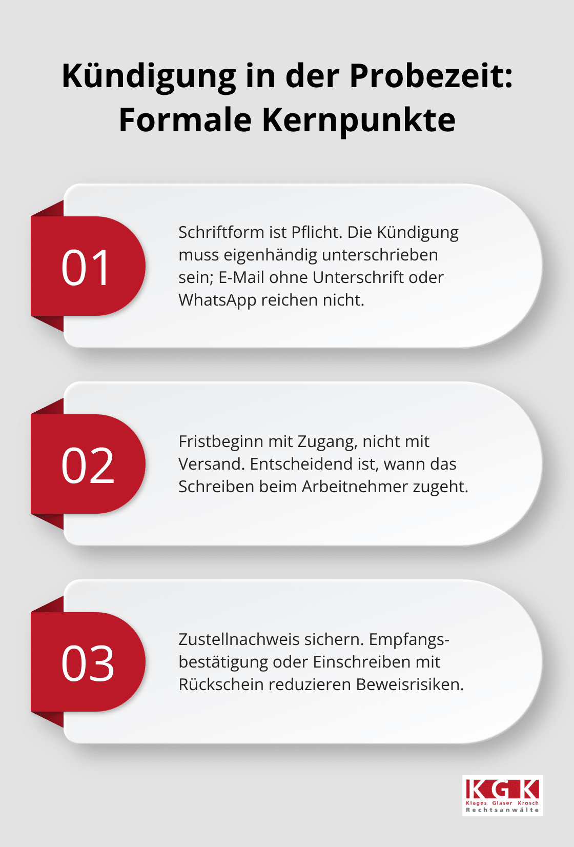 Drei wichtigste Formalien bei Kündigungen in der Probezeit in Deutschland - Kündigung Während Probezeit