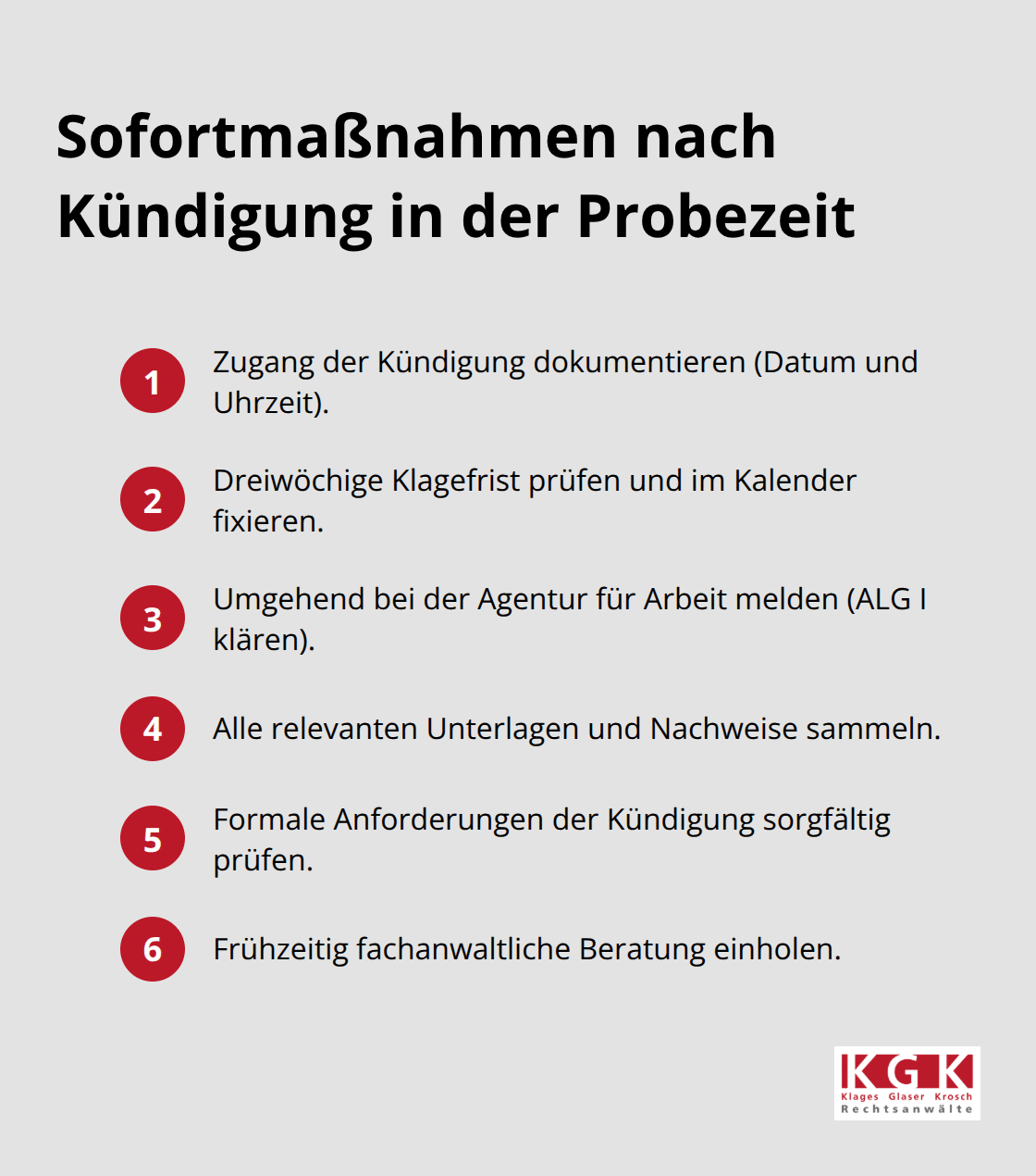 Kompakte Checkliste der ersten Schritte nach einer Probezeitkündigung in Deutschland - Kündigung Während Probezeit