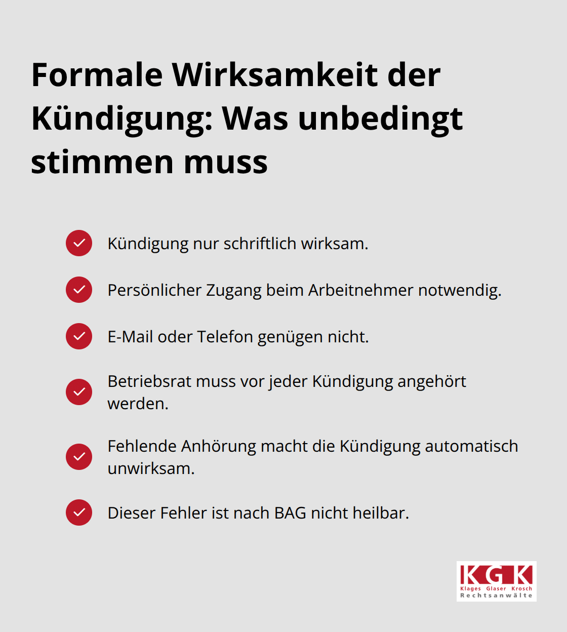 Checkliste formaler Anforderungen an eine Kündigung in Deutschland