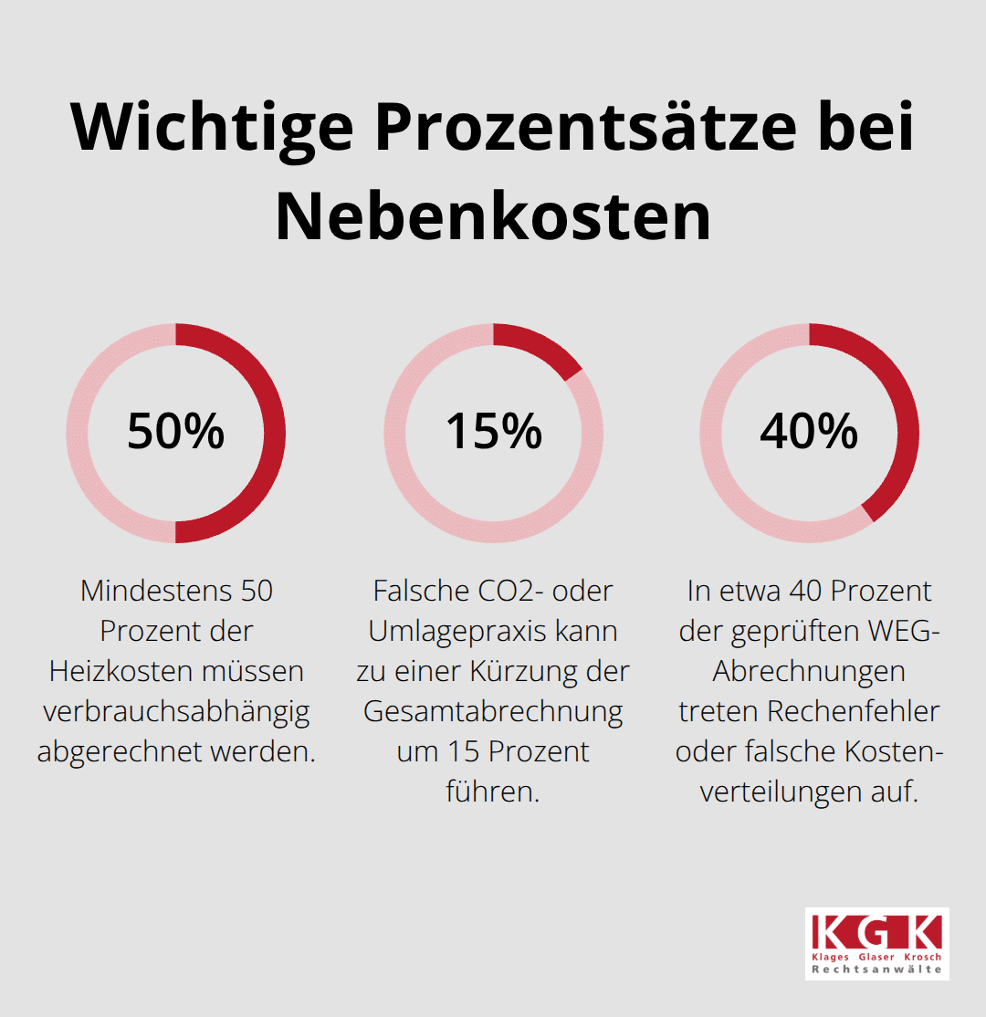 Visualisierung zentraler Prozentsätze zur Nebenkostenabrechnung in Deutschland - Nebenkostenabrechnung Prüfen Köln