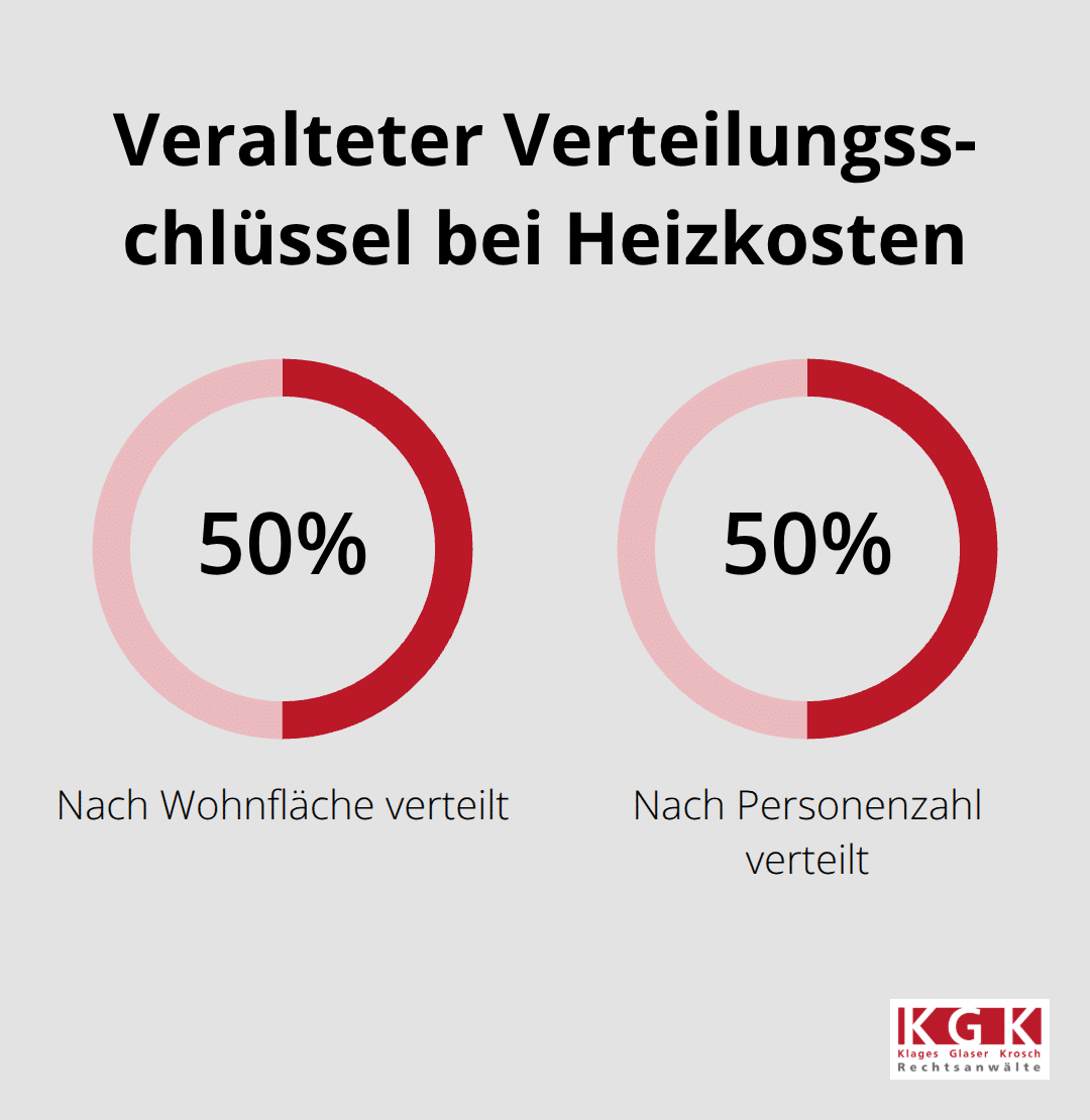 Aufteilung der Heizkosten: 50 % nach Wohnfläche, 50 % nach Personenzahl