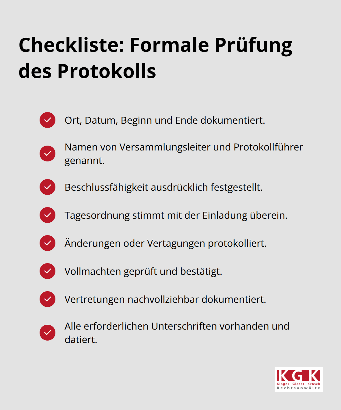 Kompakte Checkliste zur formalen Prüfung eines WEG-Protokolls - WEG Versammlung Protokoll prüfen